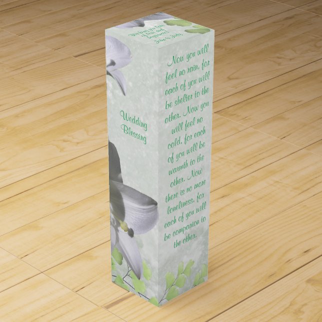 Elegant Flowers Wedding Blessing Personalized Wine Box (Front)