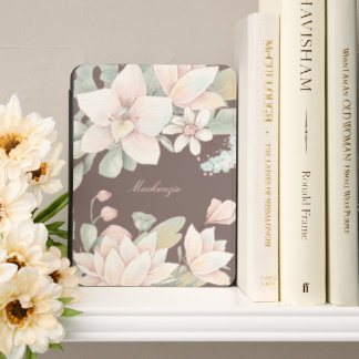 Elegant Flowers With Personalized Name Kindle Cover
