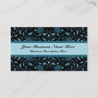 Elegant Flowery Black and Teal Damask
