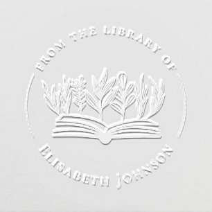 Elegant Flowery Book Custom From The Library Embosser