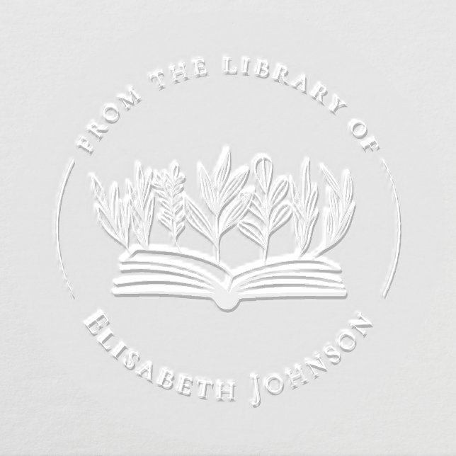 Elegant Flowery Book Custom From The Library Embosser (Design)