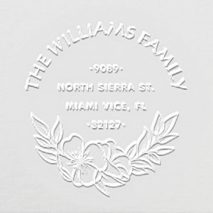 Elegant Flowery Custom Family Return Address Embosser