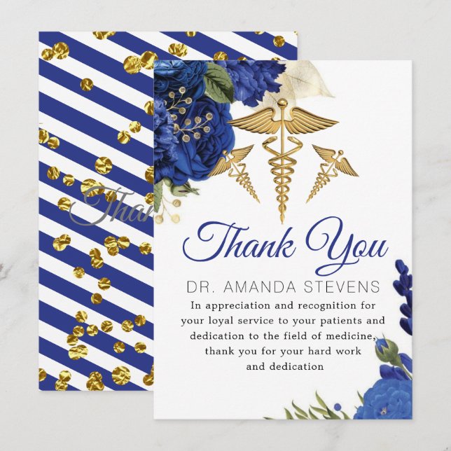 Elegant Flowery Doctor Thank You Card (Front/Back)