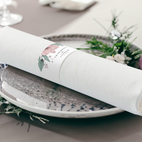 Elegant flowery dusty rose  napkin bands