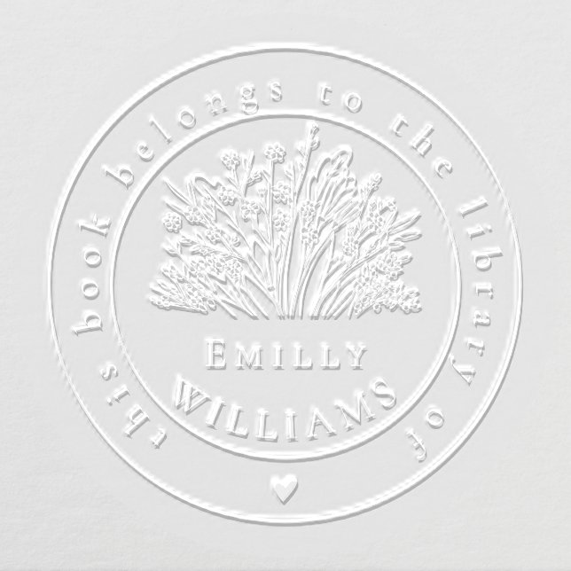 Elegant Flowery From The Library Book Embosser (Design)