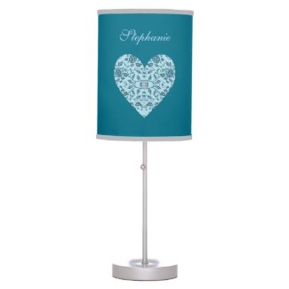 Elegant Flowery Teal Damask Heart