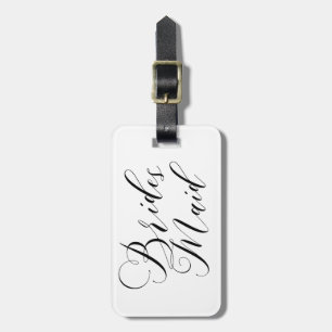 ELEGANT FLOWING BLACK SCRIPT BRIDESMAID LUGGAGE TAG