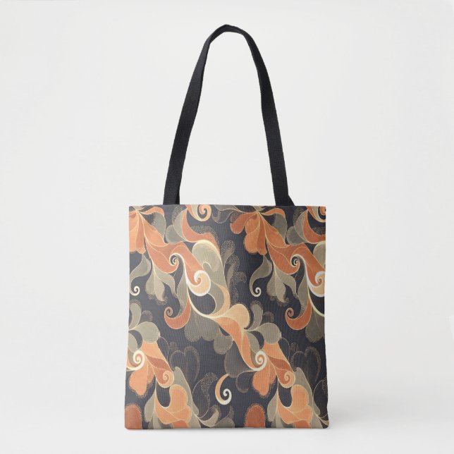 Elegant Flowing Florals in Warm Gold & Peach Tote Bag (Front)