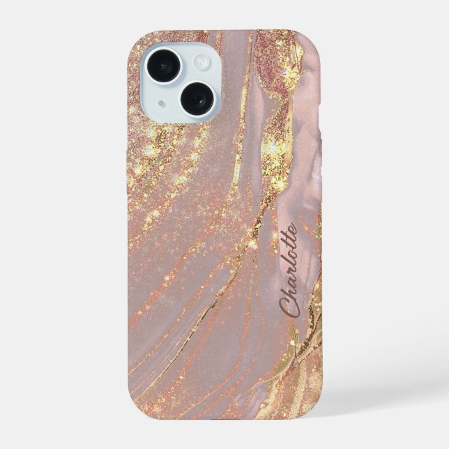 elegant fluid marble iPhone 15 case (Back)