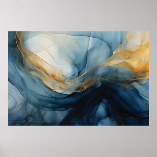 Elegant Fluidity Abstract Watercolor Painting Poster