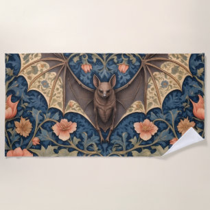 Elegant Flying Bat William Morris Inspired Floral Beach Towel
