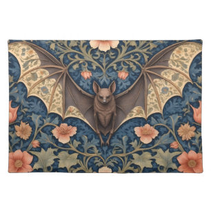 Elegant Flying Bat William Morris Inspired Floral Cloth Placemat