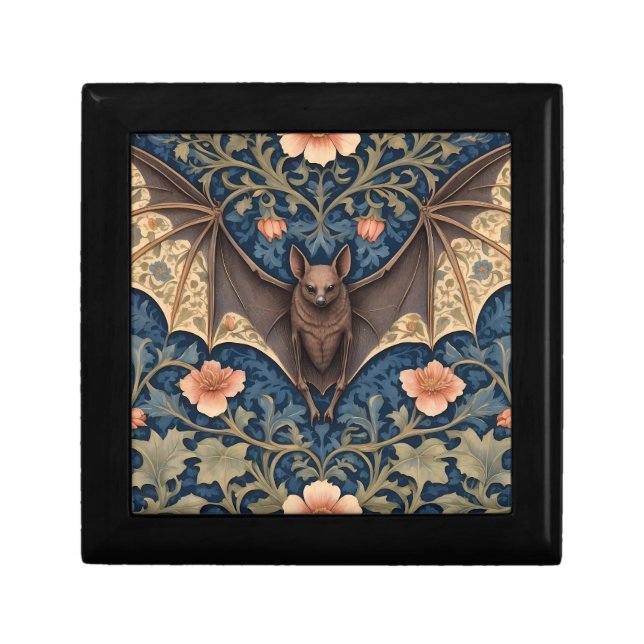 Elegant Flying Bat William Morris Inspired Floral Gift Box (Front)