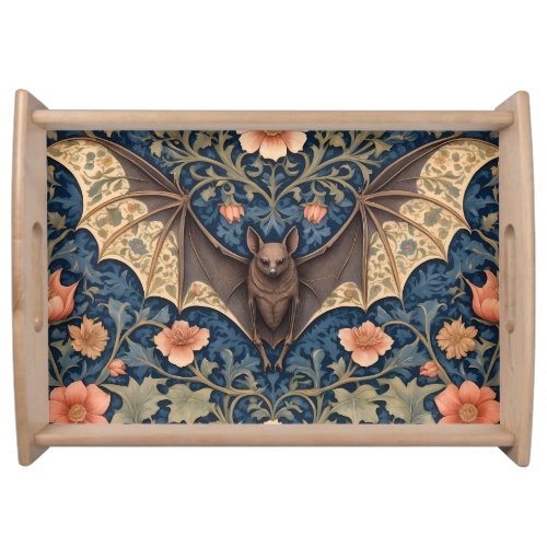 Elegant Flying Bat William Morris Inspired Floral Serving Tray