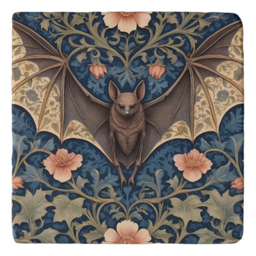 Elegant Flying Bat William Morris Inspired Floral Trivet