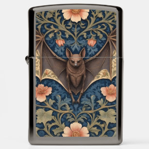 Elegant Flying Bat William Morris Inspired Floral Zippo Lighter