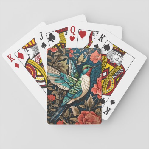 Elegant Flying Hummingbird William Morris Inspired Poker Cards