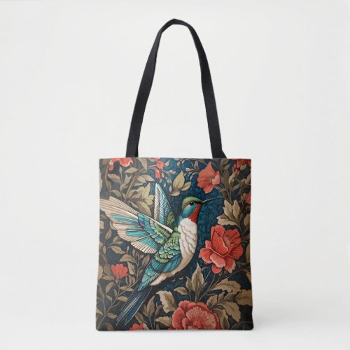 Elegant Flying Hummingbird William Morris Inspired Tote Bag