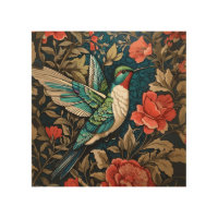 Elegant Flying Hummingbird William Morris Inspired