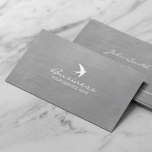 Elegant Flying Swallow Brushed Silver Business Card