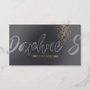 Elegant Foil and Gloss Script Women’s Professional Foil Spot Gloss Business Cards