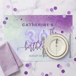 Elegant Foil Balloons 30th Birthday Paper Placemat