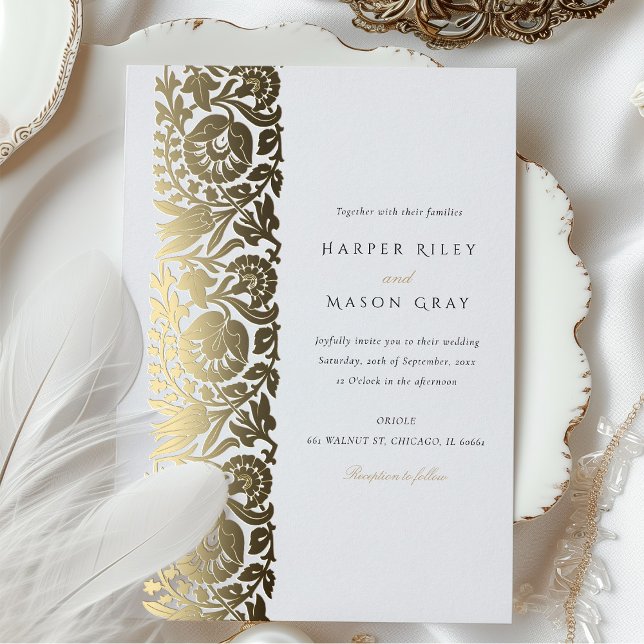 Elegant Foil Beige Ivory Wedding Invitation (Creator Uploaded)