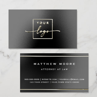 Elegant foil custom logo & borders stylish black business cards