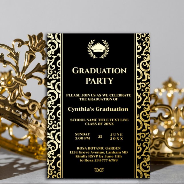 Elegant Foil Frame Graduation Invitation Foil Invitation (Elegant Foil Frame Graduation Invitation Foil Invitation #zazzlemade #royalinvitation #realfoil )
