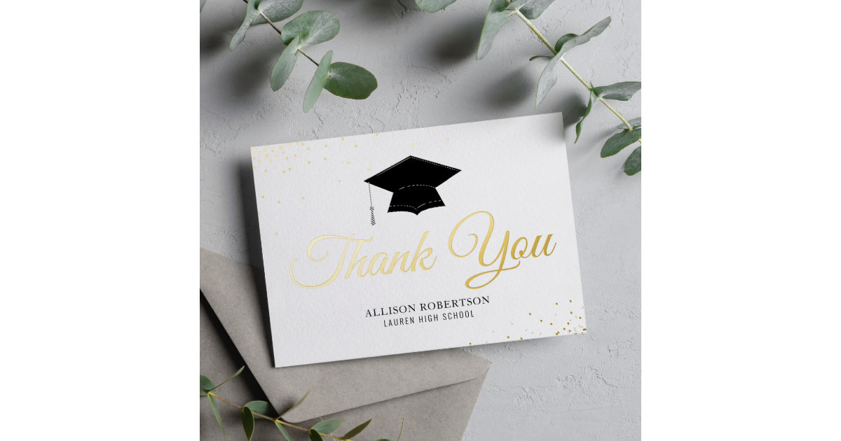 elegant foil gold graduation thank you card | Zazzle