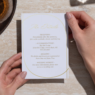 Elegant Foil Gold Wedding Details Enclosure Card