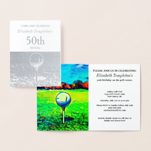 Elegant Foil Golf Hobby 50th Sports Birthday Foil Card