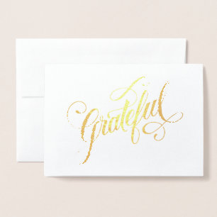  Elegant Foil Grateful Script for Thanksgiving Card
