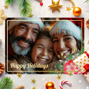 Elegant Foil Happy Holidays Christmas Family Invitation