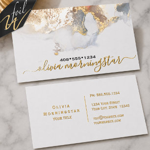 Elegant Foil Liquid Alcohol Ink Watercolor Business Cards
