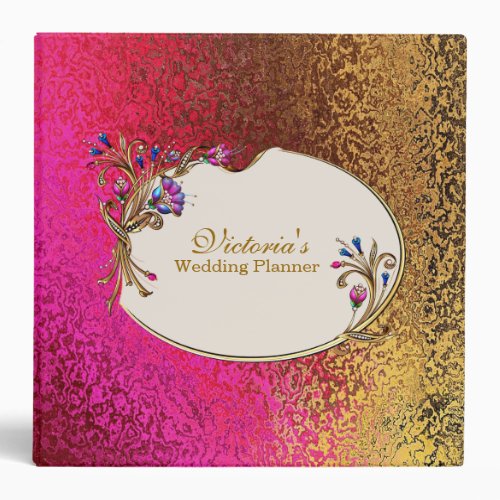 Elegant Foil Look Wedding Planner 3 Ring Binder