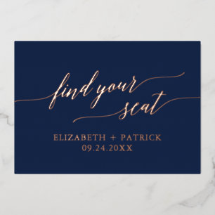 Elegant Foil Navy Hanging Seating Chart Header Foil Invitation