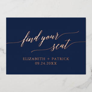 Elegant Foil Navy Hanging Seating Chart Header Invitation