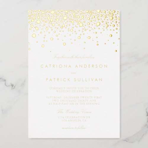 Elegant Foil Pressed Confetti Dots Wedding Foil Invitation