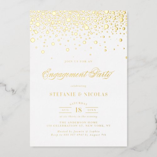 Elegant Foil Pressed Confetti Engagement Party Foil Invitation