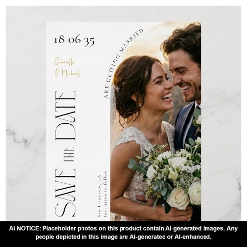 Elegant Foil Script Wedding Save The Date Holiday Postcard