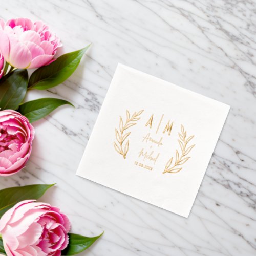 Elegant Foil Stamped Napkins with monograms.