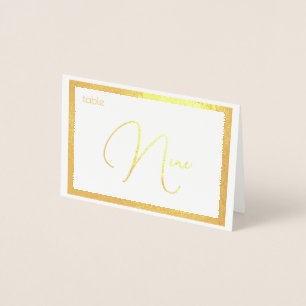 Elegant Foil Wedding Table Number Tent - NINE