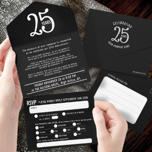 Elegant Foiled Tear-Off 25 Years in Business All In One Invitation