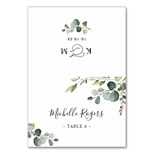 Elegant Folded Greenery Wedding Place Cards