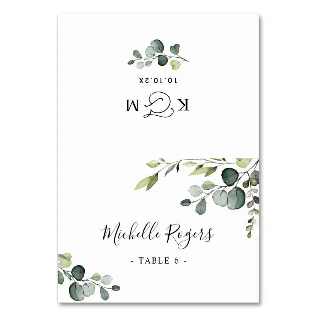 Elegant Folded Greenery Wedding Place Cards Zazzle