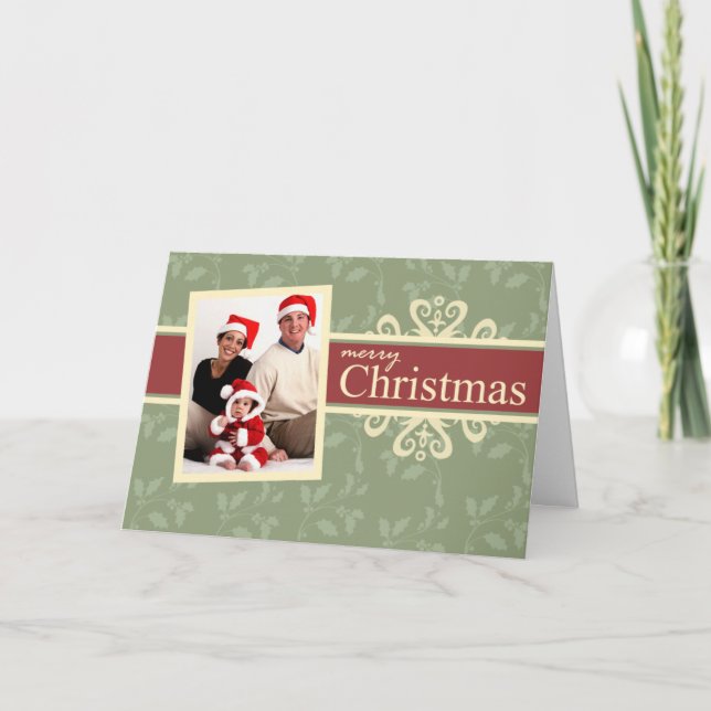 Elegant Folded Photo Christmas Holiday Card (Front)