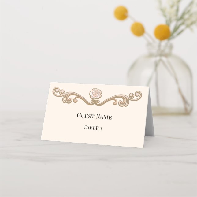 Elegant Folded Wedding Place Card (Front)
