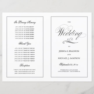 Elegant Folding Wedding Program Silver Border