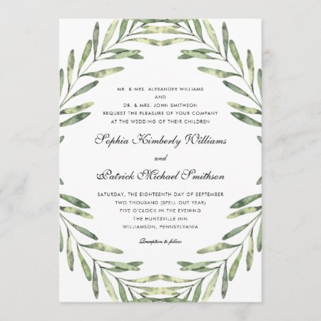 Elegant Foliage | All Parents Hosting Wedding Invitation